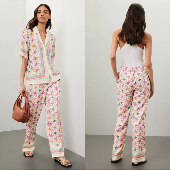 Scotch & Soda Gia Starfish Print Colorful Trouser Pull On Pants Size XL - Picture 1 of 13